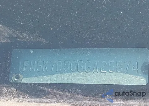 2016 Ford Explorer Xlt from USA, damaged, VIN 1FM5K7D80GGA25874